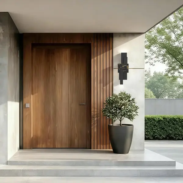 Sophisticated Outdoor Wall Sconce with Natural Marble Accents - Image 2