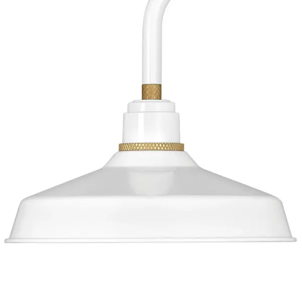 Decidedly industrious, Foundry reinvents purposeful lighting. Focused and direct, the sturdy aluminum shade features knurled brass details to offset a variety of finish options while casting a uniform light. The simple, understated form plants a vintage aesthetic for both inside and outside spaces while offering mix and match options that customize the look. - alternate view