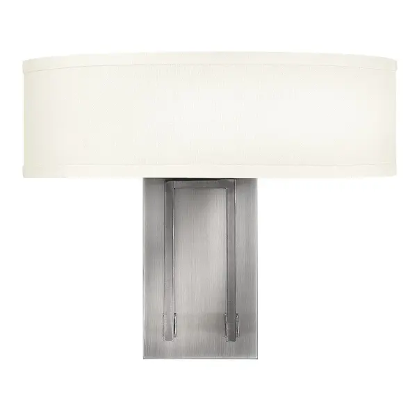 Hampton is a modern transitional design, offering the ultimate in urban sophistication. The minimal, rectangular frame is softened by a contemporary off-white linen drum shade.