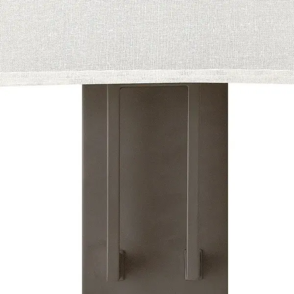 Hampton is a modern transitional design, offering the ultimate in urban sophistication. The minimal, rectangular frame is softened by a contemporary off-white linen drum shade. - alternate view