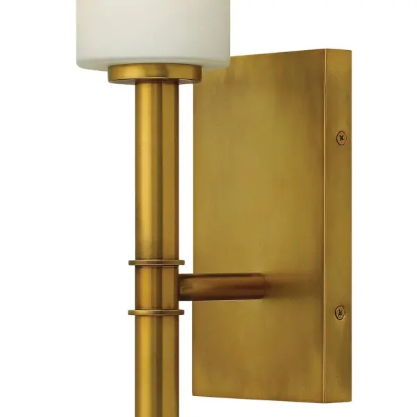 Margeaux's transitional style and formal presence are reinforced by cast transitional raised double ring details and etched opal shades that emit a soft glow. - alternate view
