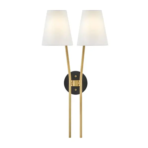 Aston breathes true tradition. Elegantly curved arms in contrasting finishes meet tapered offset shades. Exuding classic style, Aston is available in a Heritage Brass with Black finish.