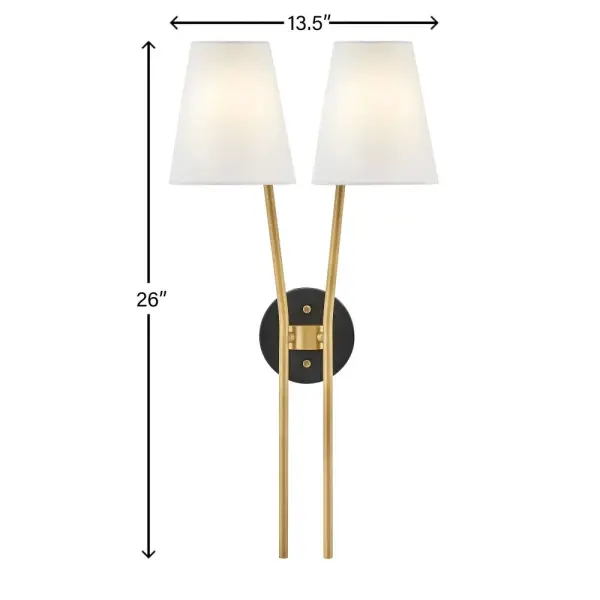 Aston breathes true tradition. Elegantly curved arms in contrasting finishes meet tapered offset shades. Exuding classic style, Aston is available in a Heritage Brass with Black finish. - alternate view