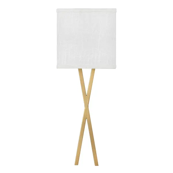 Creativity meets practicality in Axis. Featuring a classic crossed-stem design, its shade comes in Off White Linen or Heather Gray Linen complemented by a Black or Heritage Brass finish. - alternate view