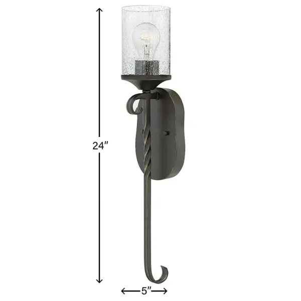 Casa makes the most of its fine details: twisted wrought iron and hand-forged scrollwork in an Olde Black finish complete its rustic-chic appeal with a Southwestern flair. Casa is available with your choice of a Clear Seedy Glass or Antique Scavo shade. - alternate view