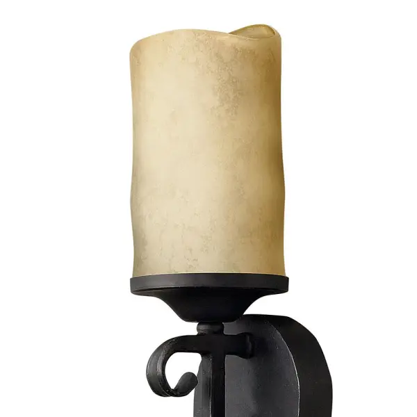 Casa makes the most of its fine details: twisted wrought iron and hand-forged scrollwork in an Olde Black finish complete its rustic-chic appeal with a Southwestern flair. Casa is available with your choice of a Clear Seedy Glass or Antique Scavo shade. - alternate view