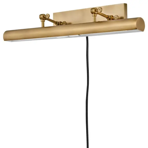 Stokes embraces traditional elegance at its finest. A delicate geometric backplate serves as the backdrop for a rounded shade in a striking Black, Heritage Brass, or Polished Nickel finish. Slim and streamlined, Stokes makes a dramatic impact while highlighting favorite elements within a space with artful illumination. Can be mounted with or without an included plug-in cord, featuring an in-line on/off switch. - alternate view