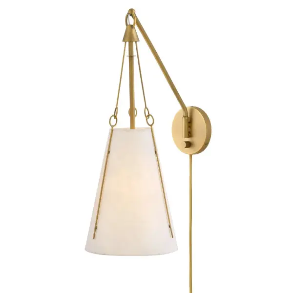 Slim and elegant, the handcrafted paper shade of Danvers makes a subtly impactful statement with its sophisticated silhouette. Sturdy metal uprights create stylish contrast in either a Black or Lacquered Dark Brass finish.