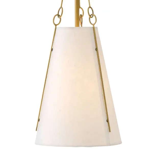 Slim and elegant, the handcrafted paper shade of Danvers makes a subtly impactful statement with its sophisticated silhouette. Sturdy metal uprights create stylish contrast in either a Black or Lacquered Dark Brass finish. - alternate view