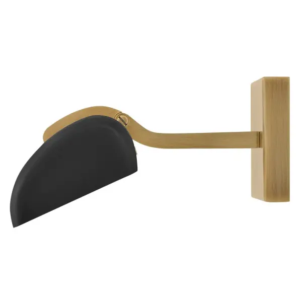 A uniquely shaped transitional task light, Alston creates a calming glow with warm integrated LEDs. Its bold, wide profile in Heritage Brass or Heritage Brass with Black seamlessly complements refined home décor, adding timeless sophistication to your living space or bathroom with an ambient glow. - alternate view