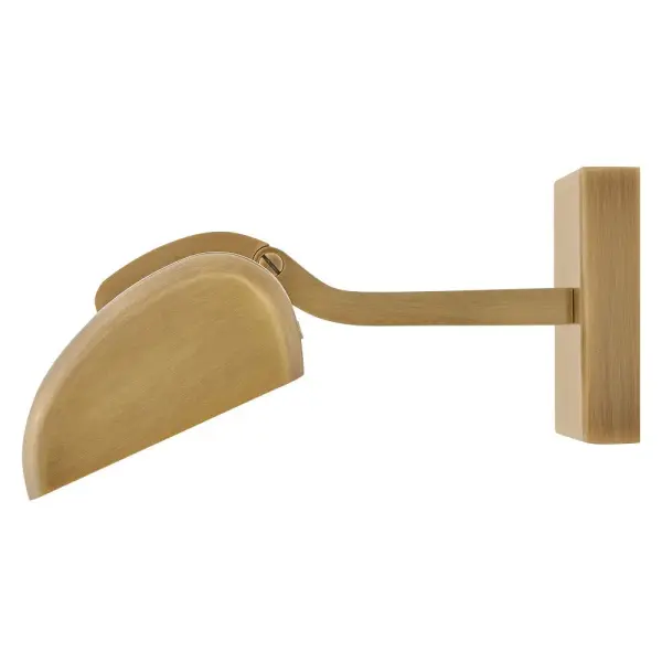 A uniquely shaped transitional task light, Alston creates a calming glow with warm integrated LEDs. Its bold, wide profile in Heritage Brass or Heritage Brass with Black seamlessly complements refined home décor, adding timeless sophistication to your living space or bathroom with an ambient glow. - alternate view
