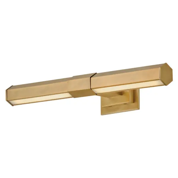 View the many sides of Facet. Interesting angles combine with bold metal features to create an edgy and contemporary profile that is unpretentious yet unforgettable. Hexagonal etched glass is showcased by Heritage Brass or Black Oxide finishes. - alternate view