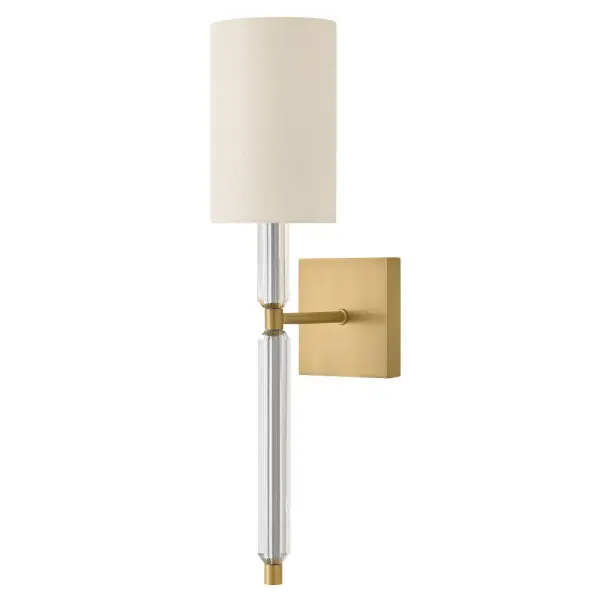 Glamorous cinched crystal stems are the focal point of Anika’s alluring silhouette. A columnar White Linen shade diffuses bright yet soft illumination, creating a luxuriously sophisticated look. - alternate view