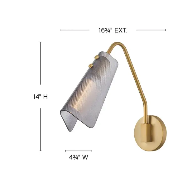 A stunning midcentury treasure, Altman’s industrial style is complemented by a large, folded glass shade at the end of an articulating arm. Ribbed smoked glass or clear glass softly diffuses and directs illumination to accentuate your surrounding space and décor. - alternate view