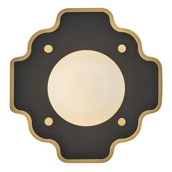 Ideal for cozy nooks or tight areas, Howe is well-constructed with a stunning geometric design, accentuated by its solid inset faceplate and contrasting knobs. Vibrant illumination shines through etched opal glass, enhancing your space with an optimized glow. Howe sconces can be effortlessly mounted on any wall or elegantly hung from the ceiling as a charming mini flush mount.