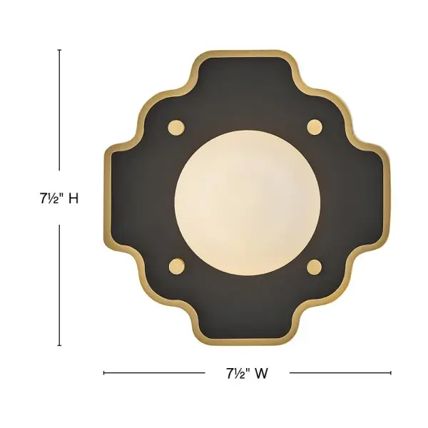 Ideal for cozy nooks or tight areas, Howe is well-constructed with a stunning geometric design, accentuated by its solid inset faceplate and contrasting knobs. Vibrant illumination shines through etched opal glass, enhancing your space with an optimized glow. Howe sconces can be effortlessly mounted on any wall or elegantly hung from the ceiling as a charming mini flush mount. - alternate view