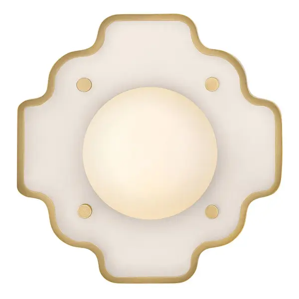 Ideal for cozy nooks or tight areas, Howe is well-constructed with a stunning geometric design, accentuated by its solid inset faceplate and contrasting knobs. Vibrant illumination shines through etched opal glass, enhancing your space with an optimized glow. Howe sconces can be effortlessly mounted on any wall or elegantly hung from the ceiling as a charming mini flush mount.
