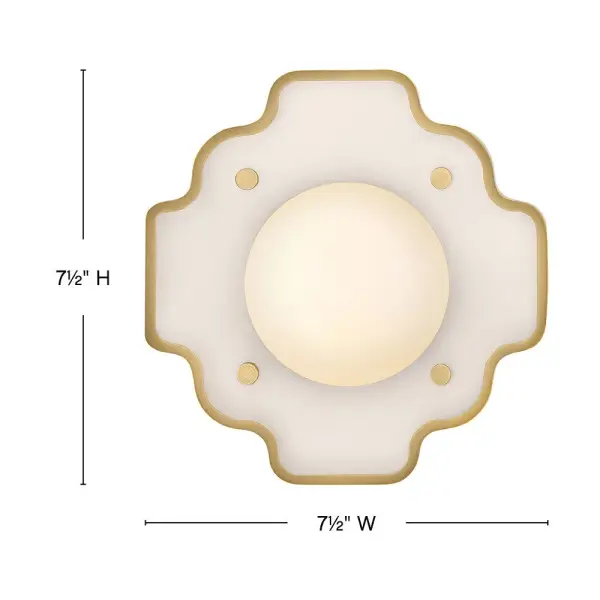 Ideal for cozy nooks or tight areas, Howe is well-constructed with a stunning geometric design, accentuated by its solid inset faceplate and contrasting knobs. Vibrant illumination shines through etched opal glass, enhancing your space with an optimized glow. Howe sconces can be effortlessly mounted on any wall or elegantly hung from the ceiling as a charming mini flush mount. - alternate view