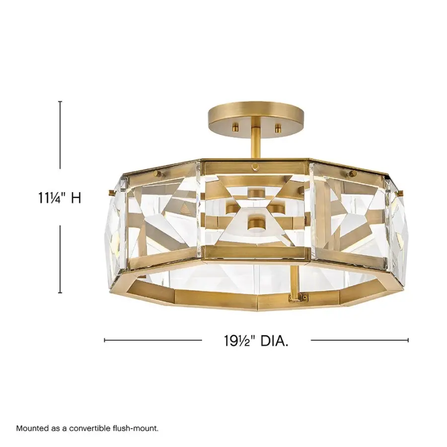Jolie Medium LED Convertible Semi-Flush Mount in Heritage Brass - Image 3