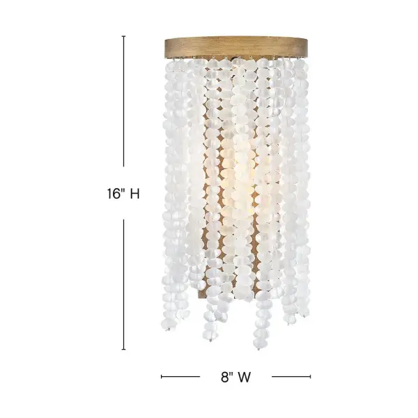 The Dune sconce brings mesmerizing coastal charm with soft sea glass strands and burnished gold finish. Its organic, sun-and-surf inspired design adds timeless elegance to any space while maintaining a sophisticated silhouette. - alternate view
