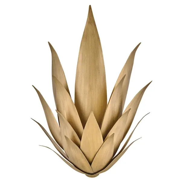 The Agave sconce captivates with its extraordinary hand-sculpted, leafy layers inspired by nature. This fountain-like silhouette in luxurious Burnished Gold finish brings artisanal craftsmanship and organic beauty to any space. - alternate view
