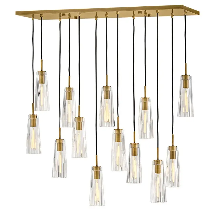 Dramatic Linear Crystal Chandelier with Luxurious Art Deco Appeal - Image 1