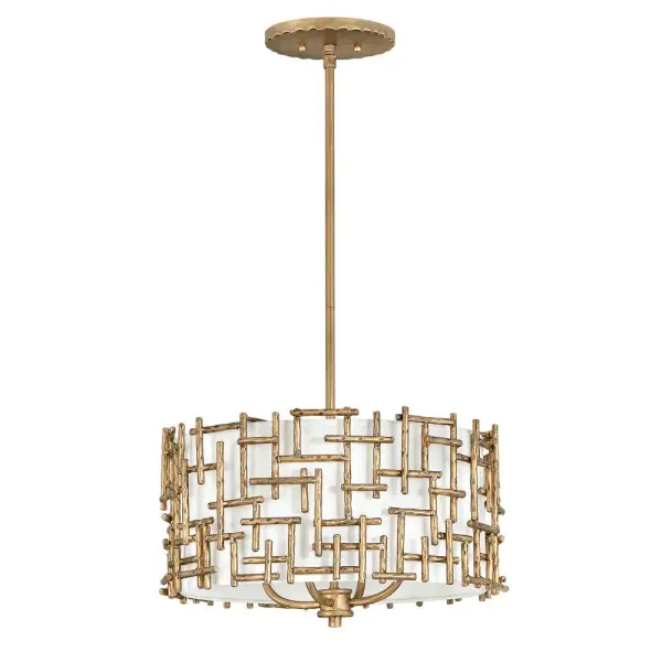 Farrah Large Convertible Drum Pendant in Burnished Gold - Image 1