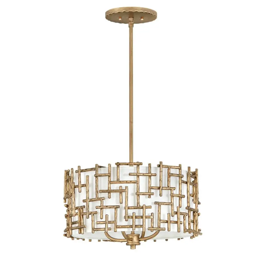 Farrah Large Convertible Drum Pendant in Burnished Gold - Image 1