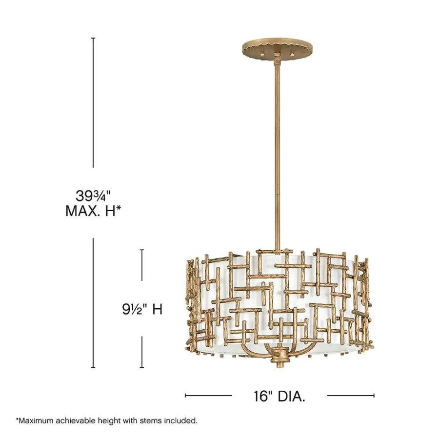 Farrah Large Convertible Drum Pendant in Burnished Gold - Image 2