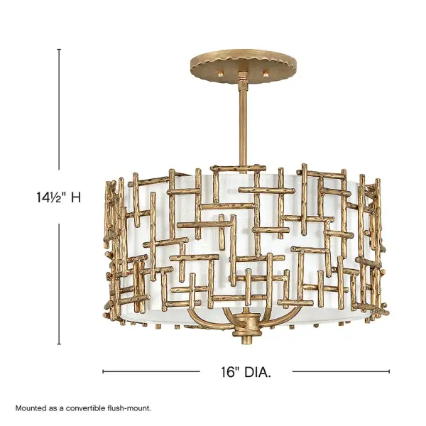 Farrah Large Convertible Drum Pendant in Burnished Gold - Image 3