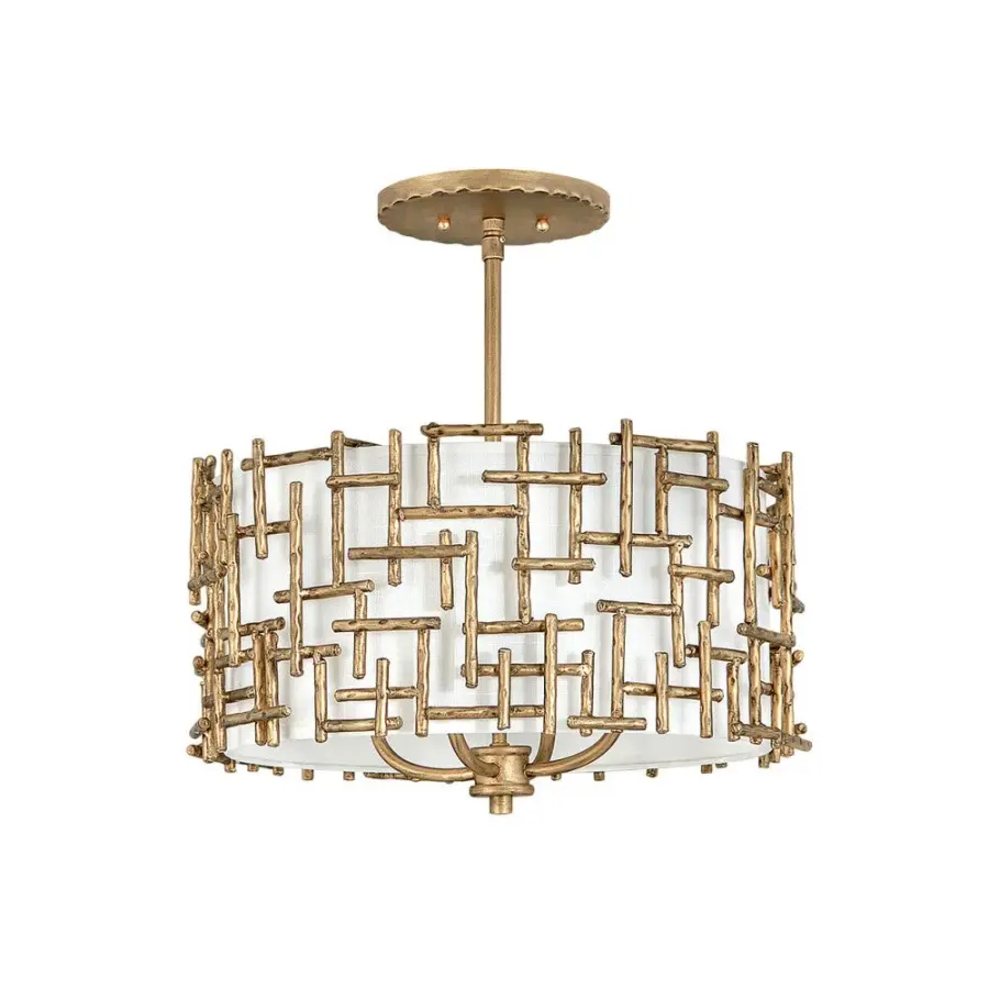 Farrah Large Convertible Drum Pendant in Burnished Gold - Image 4