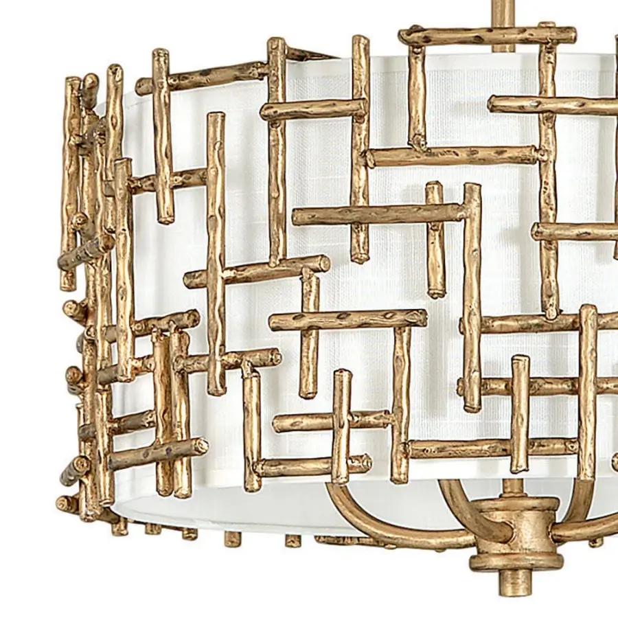 Farrah Large Convertible Drum Pendant in Burnished Gold - Image 5