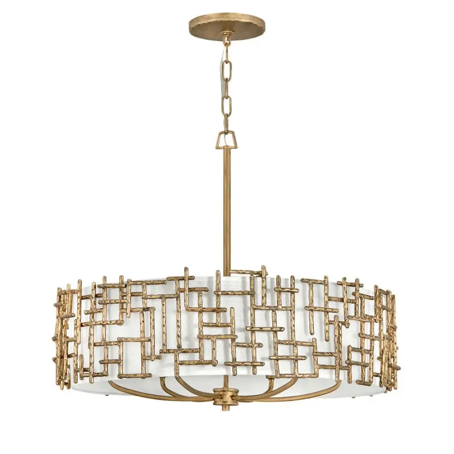 Farrah Medium Drum Chandelier in Burnished Gold - Image 1