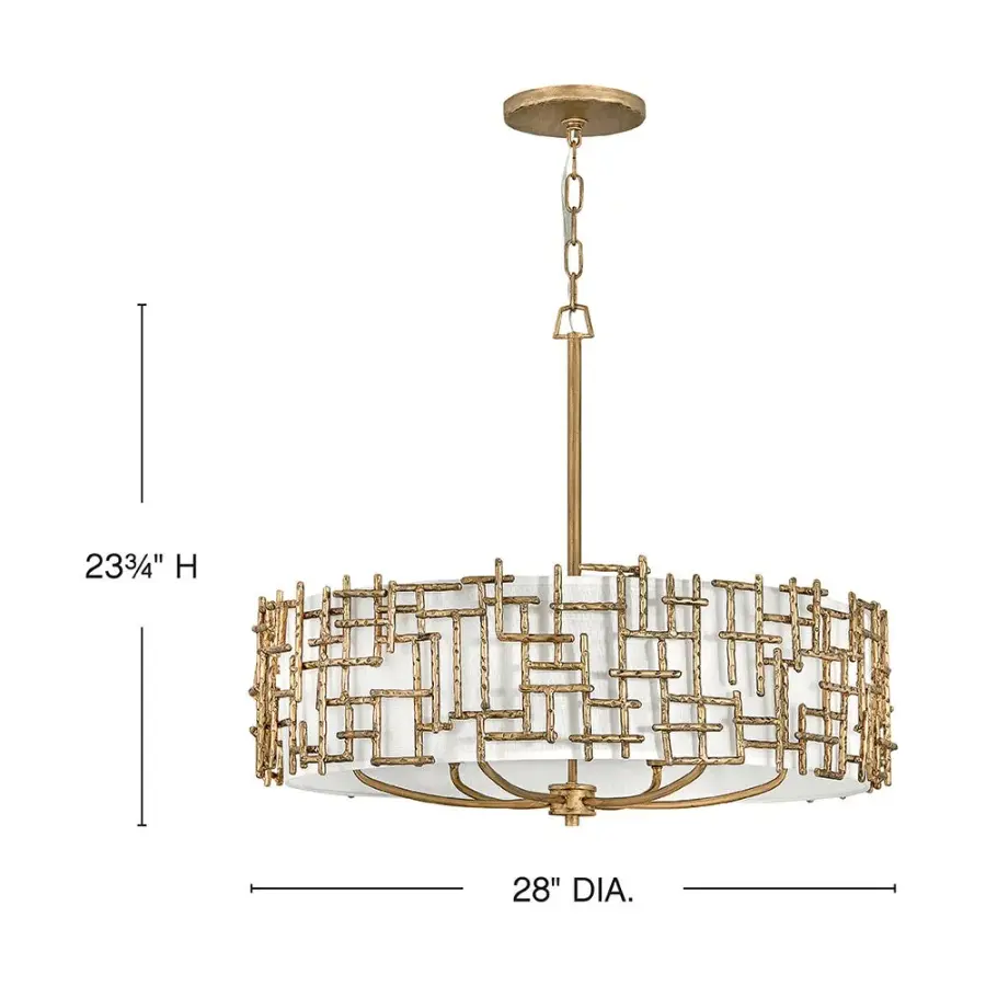 Farrah Medium Drum Chandelier in Burnished Gold - Image 2