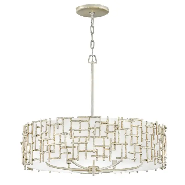 Farrah Medium Drum Chandelier in Silver Leaf - Image 1