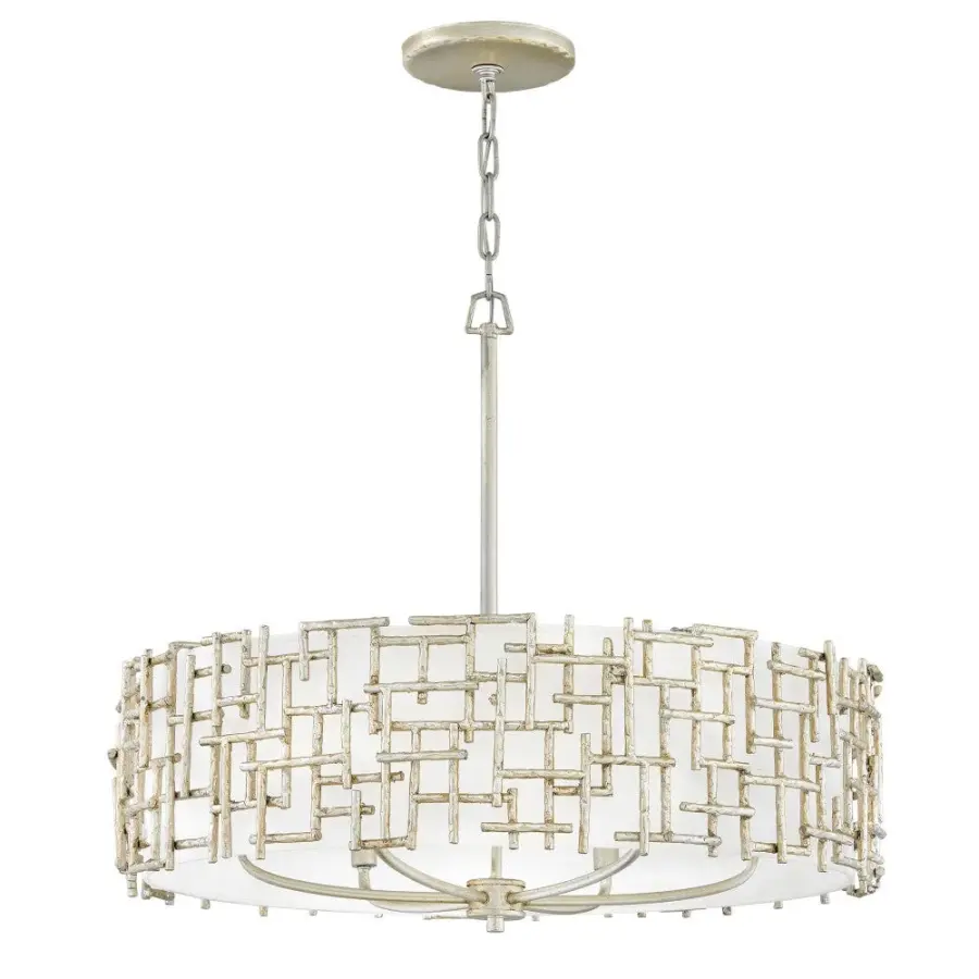 Farrah Medium Drum Chandelier in Silver Leaf - Image 1