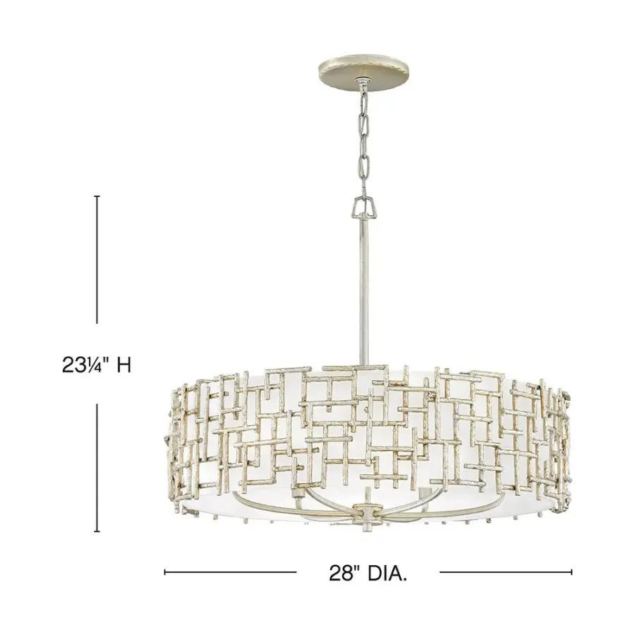 Farrah Medium Drum Chandelier in Silver Leaf - Image 2