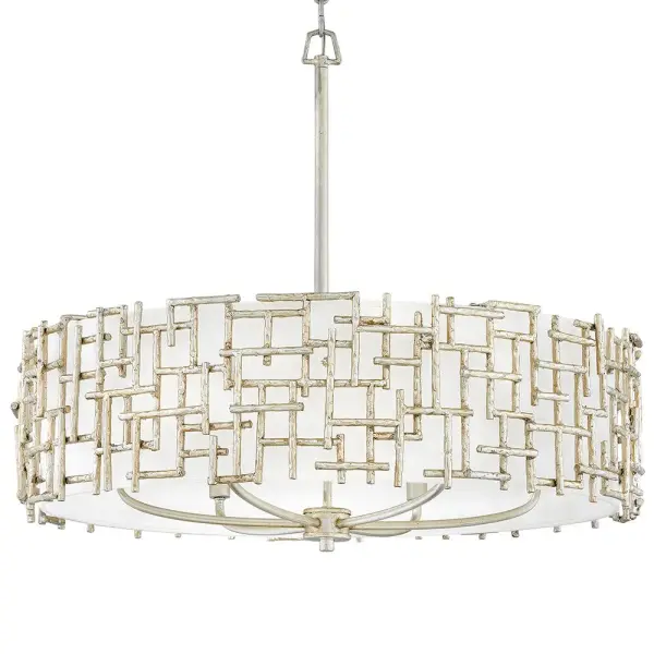 Farrah Medium Drum Chandelier in Silver Leaf - Image 4