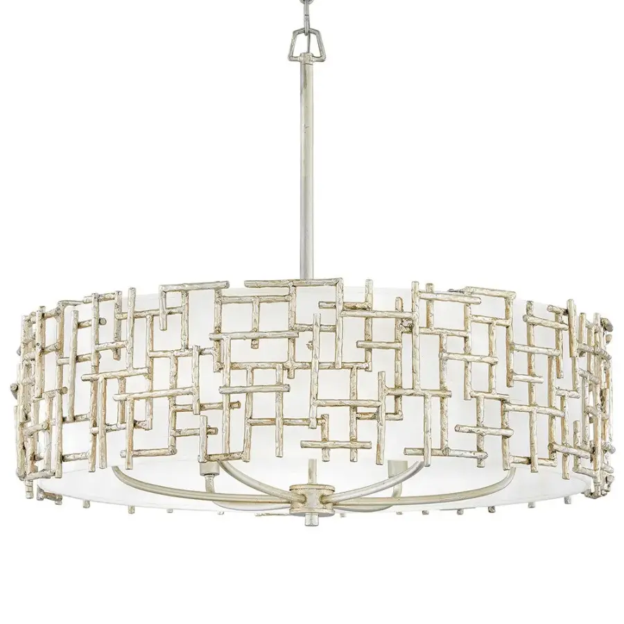 Farrah Medium Drum Chandelier in Silver Leaf - Image 4