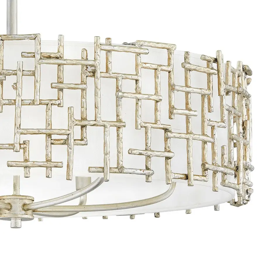 Farrah Medium Drum Chandelier in Silver Leaf - Image 5