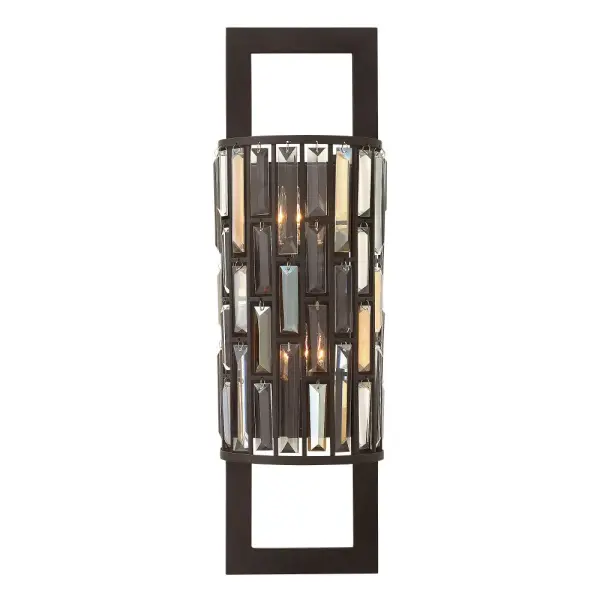 The Gemma sconce combines amber pearl and clear crystal prisms in a vintage bronze frame for a sophisticated, jewelry-inspired look. At 25.5" tall, it makes a bold statement while maintaining contemporary elegance.