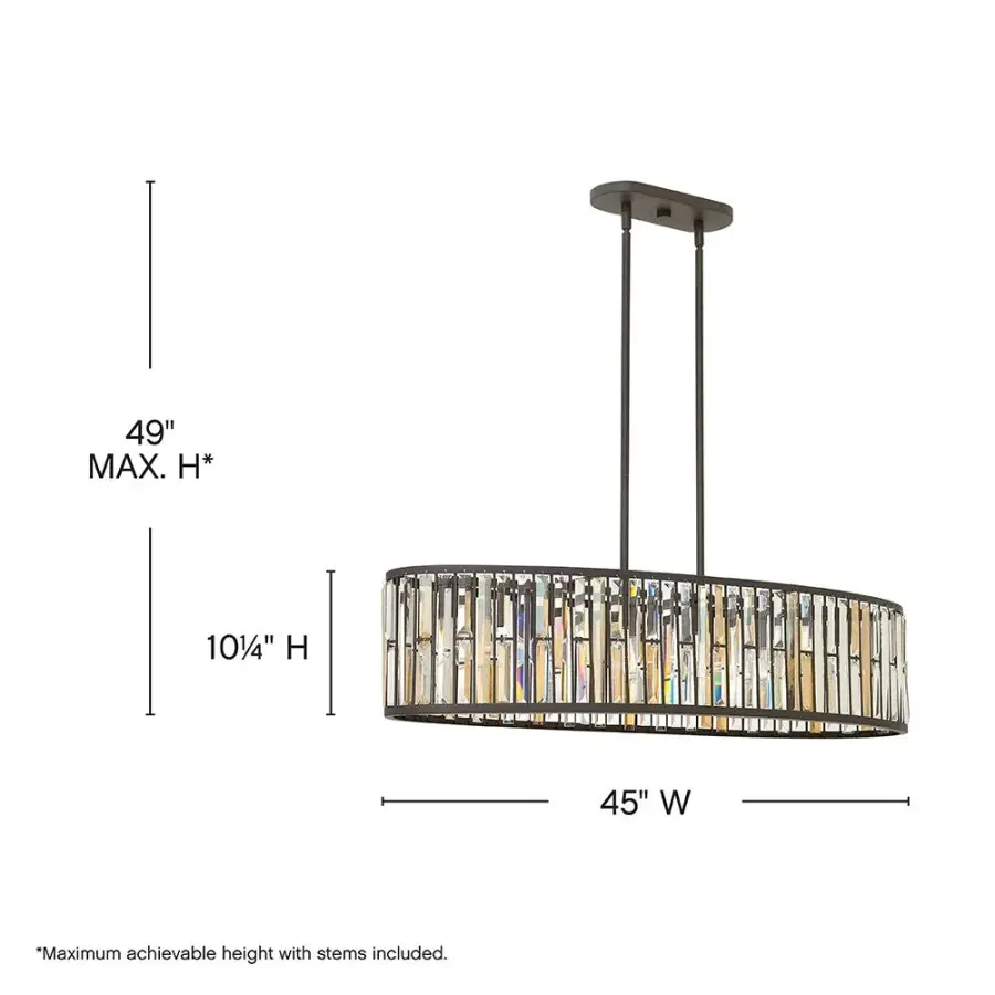 Gemma Medium Six Light Linear Chandelier - Image 2