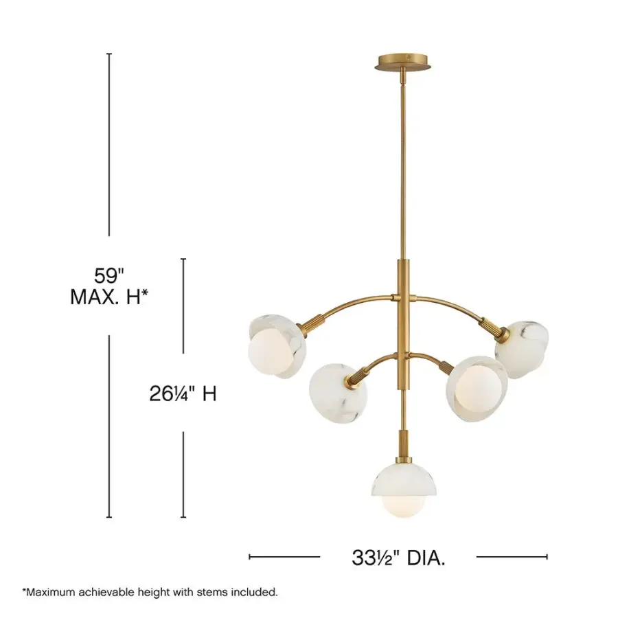 Phoebe Medium Multi-Tier Chandelier in Heritage Brass - Image 2