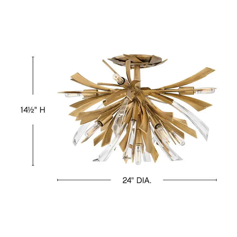 Vida Large Semi-Flush Mount in Burnished Gold - Image 2