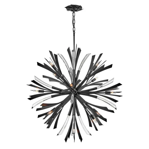 The Vida Small Orb Chandelier delivers high-impact contemporary design with its sculptural orb silhouette, crystal accents, and sophisticated brushed graphite finish. A bold statement piece that transforms large spaces. - alternate view