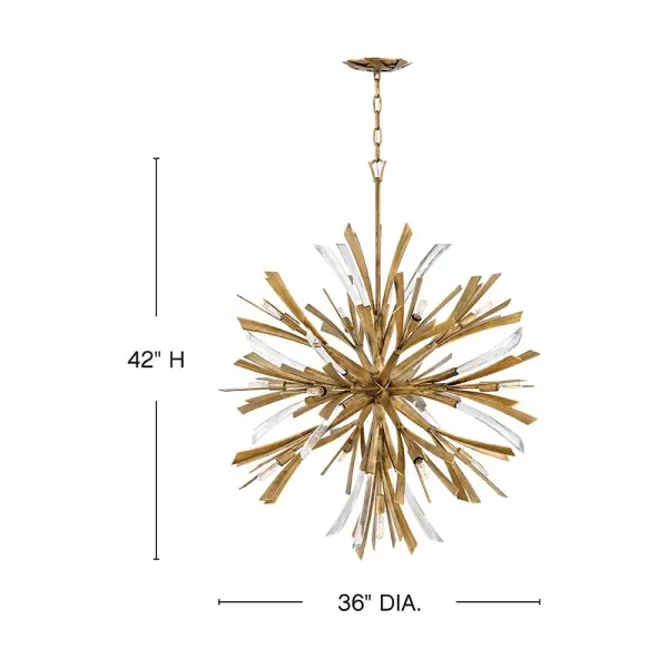 The Vida Large Orb Chandelier commands attention with its flourishing contemporary design and crystal embellishments. At 36 inches wide, this substantial fixture delivers high drama while maintaining refined sculptural elegance. - alternate view