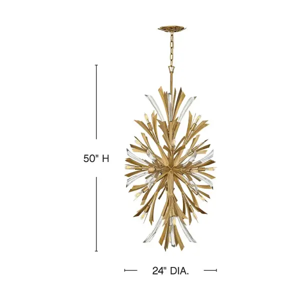 The Vida Medium Orb Chandelier delivers bold contemporary style with its sculptural orb design, crystal accents, and burnished gold finish. At 24 inches wide, it's perfectly sized for medium dining rooms and entryways. - alternate view
