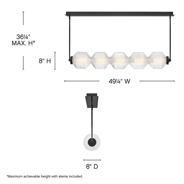 Reign 5-Light LED Linear Chandelier in Black - Image 2