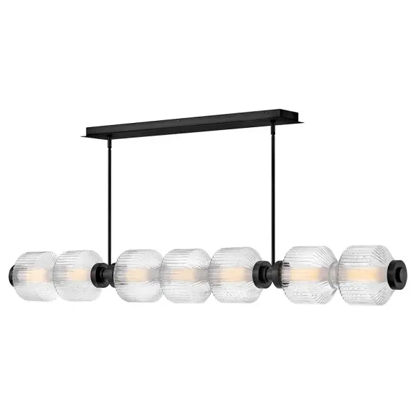 Glamorous Linear Chandelier with Textural Ribbed Glass and LED Efficiency - Image 1