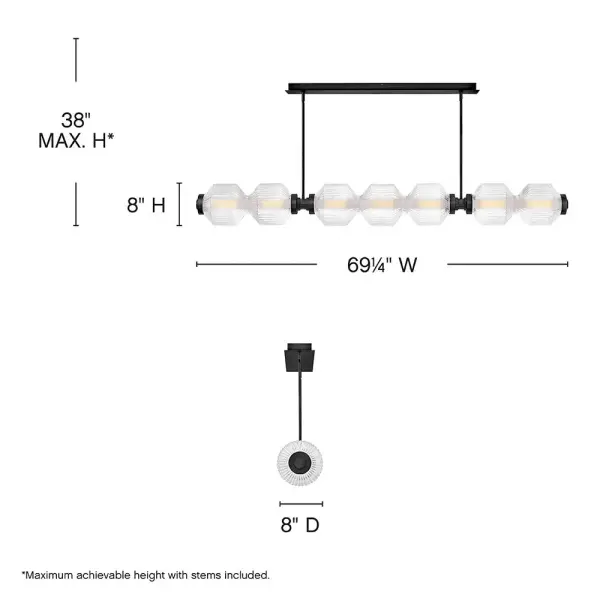 Glamorous Linear Chandelier with Textural Ribbed Glass and LED Efficiency - Image 2